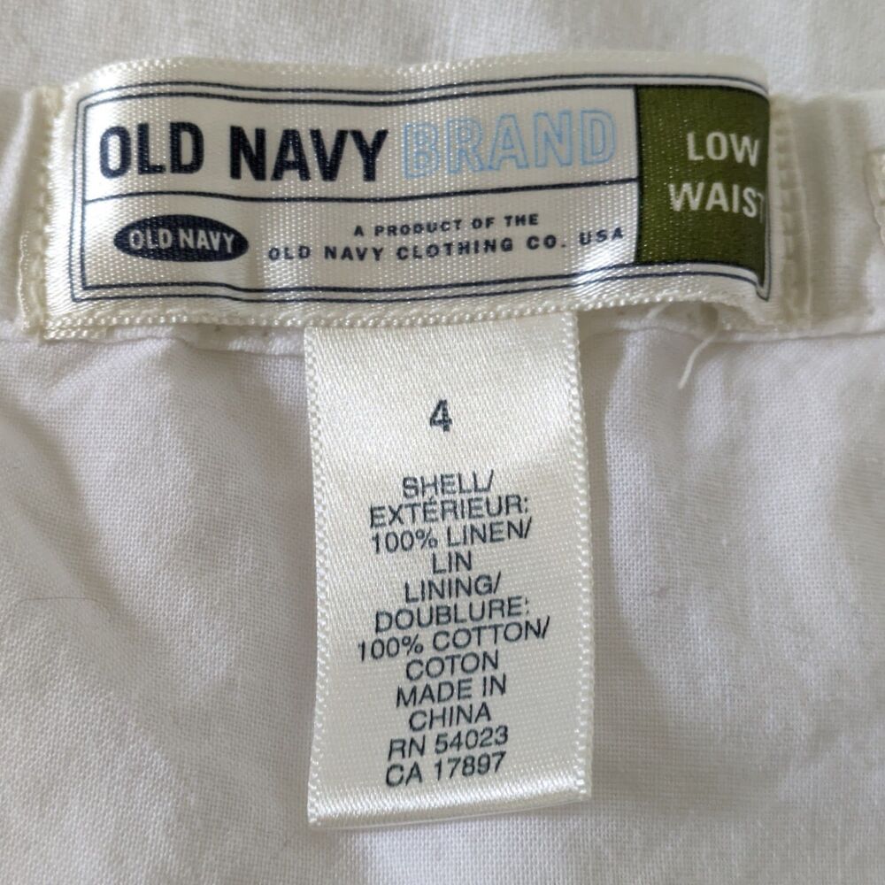 Old Navy 100% Linen White Mini Skirt Size 4 Low Waist Lined Tiered Ruffle Y2K - Picture 6 of 11